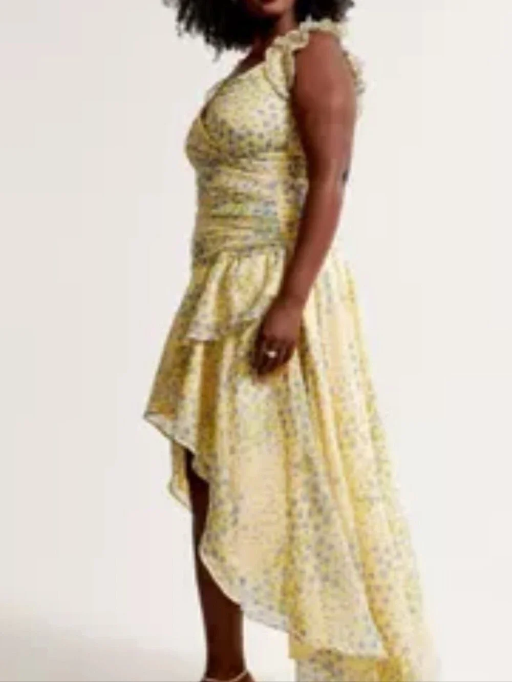 Abercrombie & Fitch Ruffle Strap High Low Chiffon Floral Maxi Dress